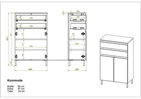 Biela nízka kúpeľňová skrinka v dekore duba 60x97 cm Torrance - Germania