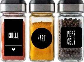 Orion Sada 16ks koreničiek INOX 100ml + 4ks organizér na koreničky VASKY - NEREZ + sada 16ks štítkov
