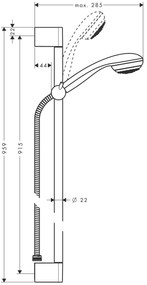 Hansgrohe Crometta 85, sprchová sada Mono so sprchovou tyčou 90 cm, chrómová, HAN-27729000
