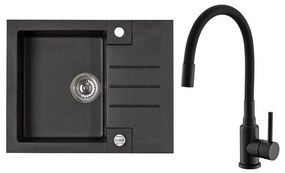 ALVEUS SETA23236 - Kuchynský drez ROCK+drezová batéria MINTAS 34 cm granit/čierna