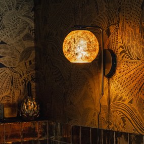 Dizajnová nástenná lampa čierna so zlatým sklom - Bert