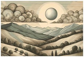 Samolepiaca tapeta horská krajina v retro štýle