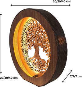 Drevený Strom života s LED osvetlením | KELT: HDF - Orech 20 cm 4782-115135 LED0596
