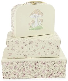 Bieco - Súprava troch kartónových kufríkov - jelenček Ella - vintage flowers