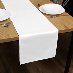 Biante Saténový behúň na stôl polyesterový Satén LUX-040 Biely 45x160 cm