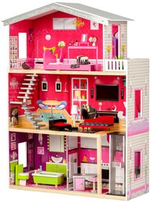 Veľký drevený domček pre bábiky s výťahom - rezidencia Malibu ECOTOYS