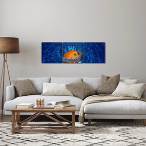 Obraz - pomaranč vo vode (s hodinami) (90x30 cm)