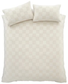 Krémovobiele predĺžené obliečky na dvojlôžko z materiálu bouclé 230x220 cm Cosy Checkerboard - Catherine Lansfield
