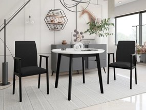 Rozkladací jedálenský stôl s 2 stoličkami - AL25, Morenie: biela/čierna, Poťahové látky: Kronos 7