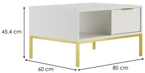 Konferenční stolek Austin 80 cm bílá/zlatá