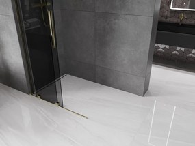 Mexen Velar L, posuvná sprchová zástena Walk-in 100 x 200 cm, 8mm šedé sklo, zlatá lesklá, 871-100-003-43-50