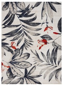 Moderný koberec MUNDO E7181 listy outdoor béžový / modrý