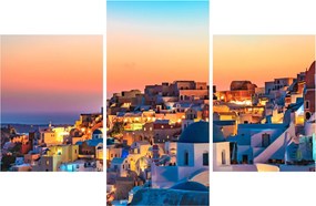 Obraz - Santorini pri zotmení (90x60 cm)