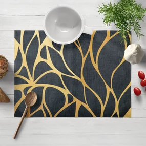 Biante Zamatové prestieranie na stôl Tamara TMR-003 Zlaté ornamenty na čiernozelenom 30x40 cm
