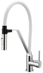 Invena Terra, kuchynská batéria s elastickým ramenom, biela-chrómová, INV-BZ-54-L02-D