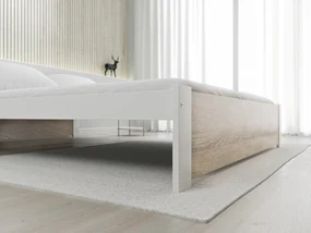 Posteľ IKAROS 140 x 200 cm, biela/dub sonoma Rošt: S lamelovým roštom, Matrac: Matrac DELUXE 10 cm