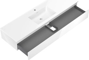 Mexen Orio, kúpeľňová skrinka 160 cm s umývadlom Otis, 1 zásuvka, biela lesklá, 91A10-16023-1-BF00-W18M00