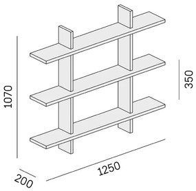 Kancelárska nástenná polica trojitá SOLID, 1250 x 200 x 1075 mm, biela