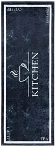 Protišmykový koberec / behúň 46740 KITCHEN čierny / biely