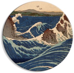 Artgeist Okrúhlý obraz - Japanese Woodcut Utagawa Hiroshige - Great Blue Wave Veľkosť: 80x80