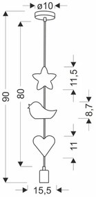 Detský luster na lanku TRIO 1xE27/20W/230V ružová/biela