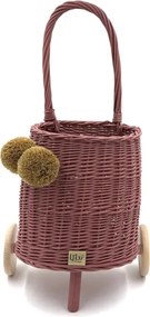 Prútený košík s rúčkou – detský malinový | Ručne vyrobený košík pre deti