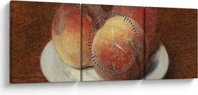 Obraz - Henri Fantin-Latour, Three Peaches on a Plate, reprodukcia (s hodinami) (90x30 cm)