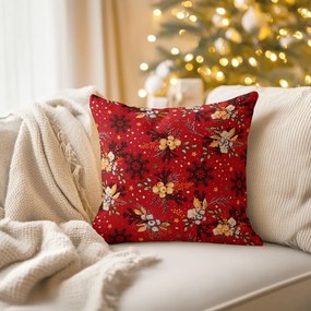 Biante Bavlnená obliečka na vankúš Sandra SA-714 Vianočné cezmíny na červenom 30 x 50 cm