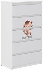 Kvalitná detská komoda  s opicou 121x40x70 cm