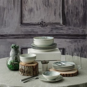 Porcelánová sada 24 ks talířů Pearl bílá/šedá