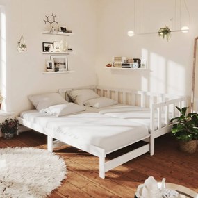 Rozkladacia denná posteľ biela 2x(90x200) cm borovicový masív 833094