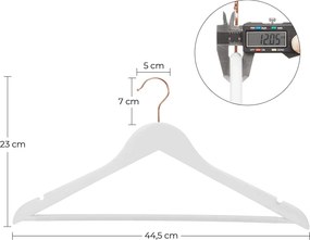 Drevené vešiaky na šaty, sada 20 ks, farba biela a rosegold