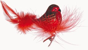 Ručne maľovaná fúkaná vianočná ozdoba's pierkovým chvostom Birds