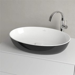 VILLEROY &amp; BOCH Artis oválne umývadlo na dosku bez otvoru, bez prepadu, 610 x 410 mm, Coal Black, 419861BCT8