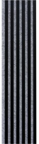 Akustické dekoračné panely, čierny mat 3D lamely na sivom filcovom podklade, rozmer 270 x 30 cm, IMPOL TRADE