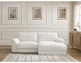 Biela ženilková rohová pohovka (pravý roh/s leňoškou) Leonore – Bobochic Paris