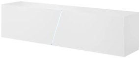 TV stolík Slant s LED osvetlením 160 cm biely mat/biely leskk