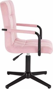 LuxuryForm DESIGN Otočná stolička VERONA BLACK VELUR na čiernom kríži - ružová