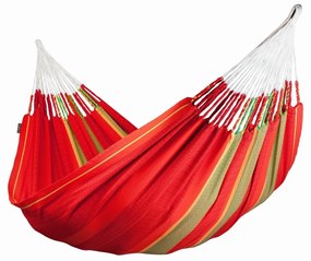 La Siesta Hojdacia sieť FLORA KINGSIZE STRIPES - chilli, 100 % organická bavlna