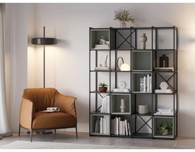 Zeleno-čierna knižnica 140x179 cm Anya – Marckeric