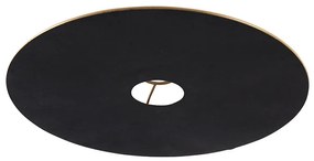 Velúrové ploché tienidlo na žiarovku čierne so zlatom 45 cm