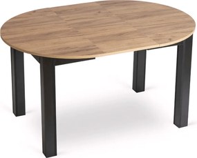 Sada stola HARRY 102-142 cm, dub Craft/čierna, a 4 čiernych stoličiek PERU