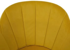 Dizajnové otočné kreslo Dalio - žltá (Velvet) / buk