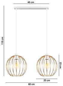 Luster na lanku MATT 2xE27/60W/230V biela/medená