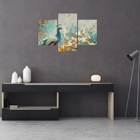 Obraz - Páv so zlatým dekorom (90x60 cm)