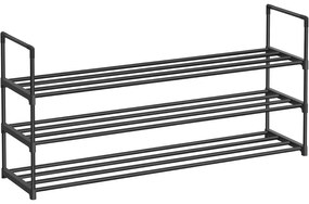 3-úrovňový stojan na topánky, botník, pre 15-18 párov, 30 x 116 x 55 cm, čierny