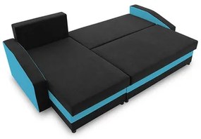 Rohová rozkladacia sedacia súprava HEWLET PLUS color Čierna + svetlo modrá