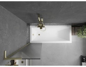 Mexen Next L, 1-krídlová vaňová zástena 50 x 150 cm, 6mm sklo s rebrovým vzorom, zlatý matný profil, 895-050-000-03-09-55