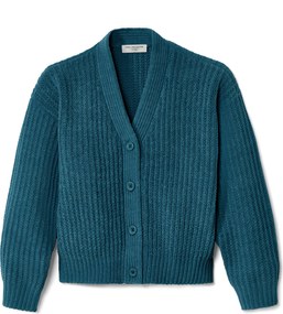 Detský ženilkový pletený svetrík, modrozelený