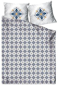 Biele vzorované posteľné obliečky z bavlneného saténu 3 časti: 1ks 200x220 + 2ks 70 cmx80